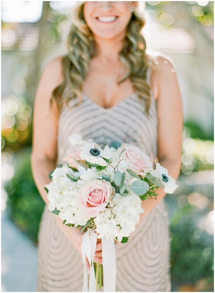 blush, creams and greenery bridesmaid bouquet
