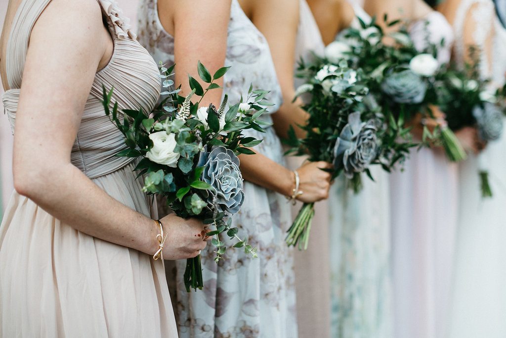 Bridesmaid bouquets with succulents