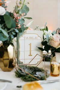 table number floral and gold