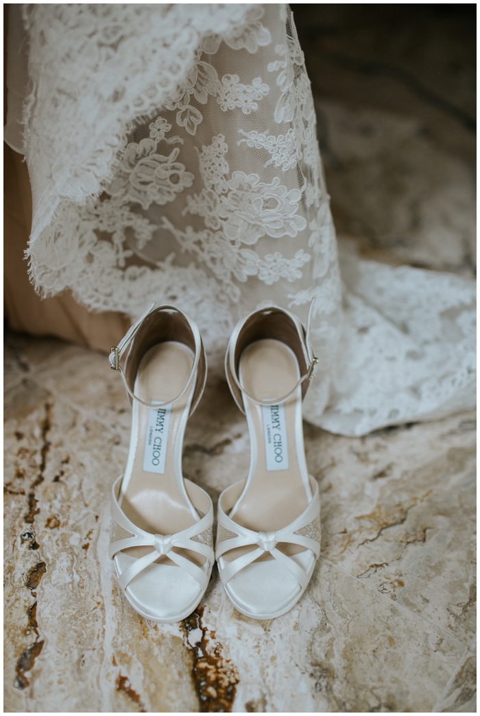 Bride shoes and dress details 